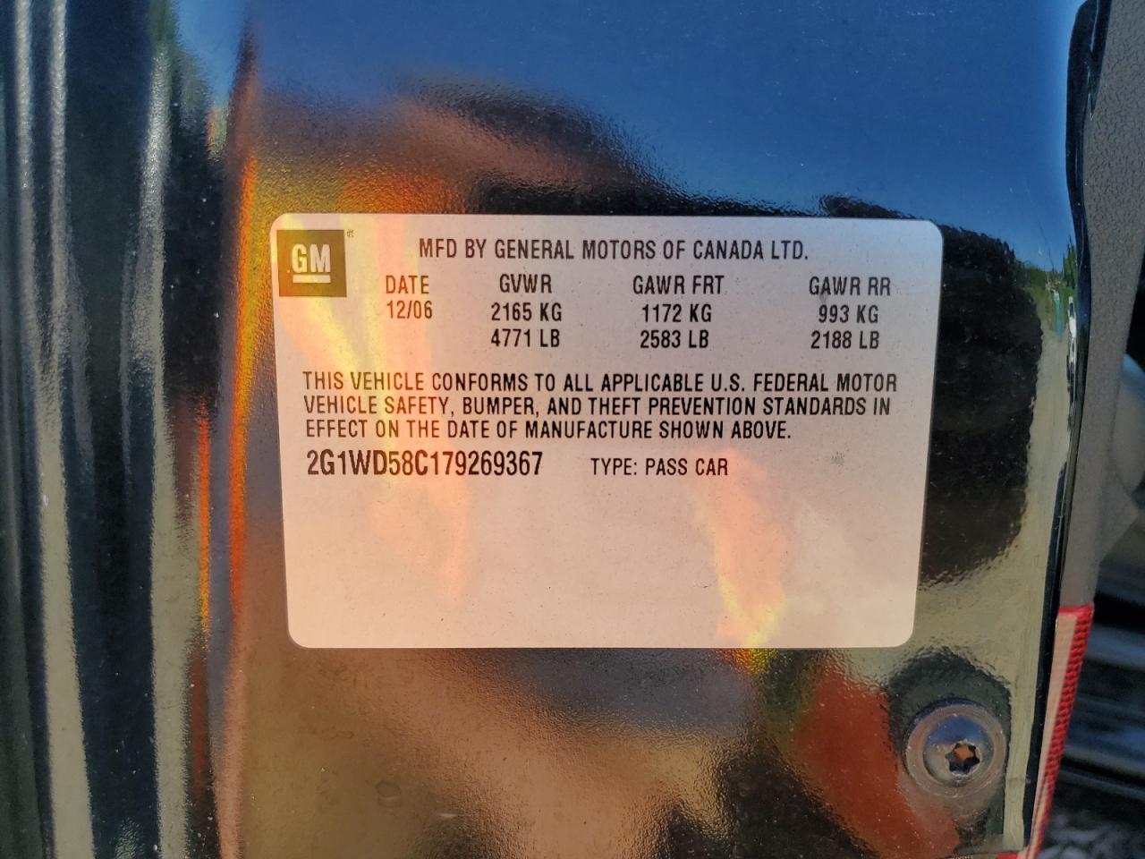 2G1WD58C179269367 2007 Chevrolet Impala Super Sport