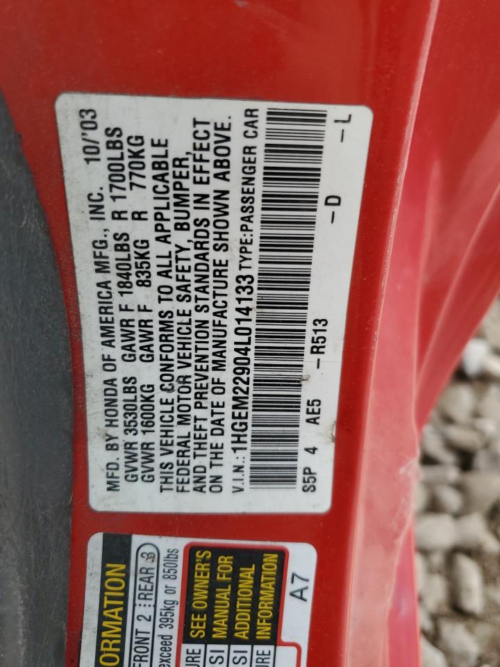 1HGEM22904L014133 2004 Honda Civic Ex