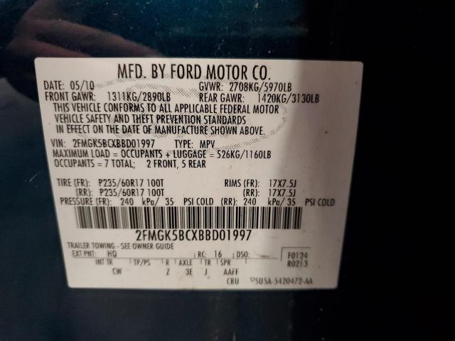 2FMGK5BCXBBD01997 2011 Ford Flex Se