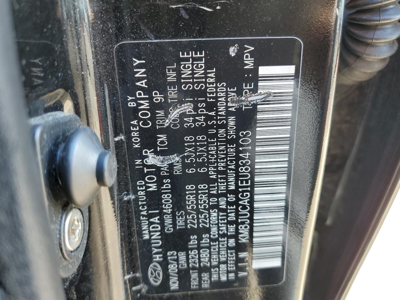 KM8JUCAG1EU834103 2014 Hyundai Tucson Gls