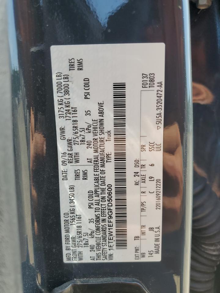 1FTEW1EF9GFD50600 2016 Ford F150 Supercrew