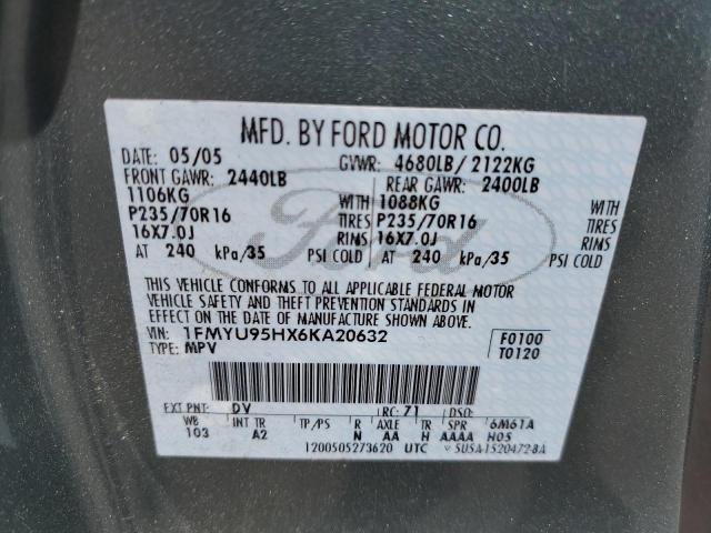 2006 Ford Escape Hev VIN: 1FMYU95HX6KA20632 Lot: 61206134
