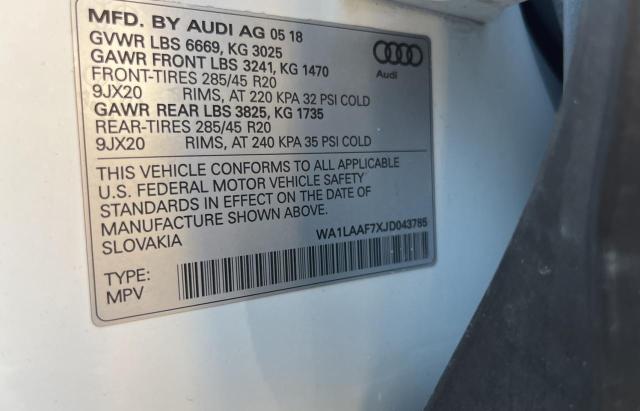 VIN WA1LAAF7XJD043785 2018 Audi Q7, Premium Plus no.10