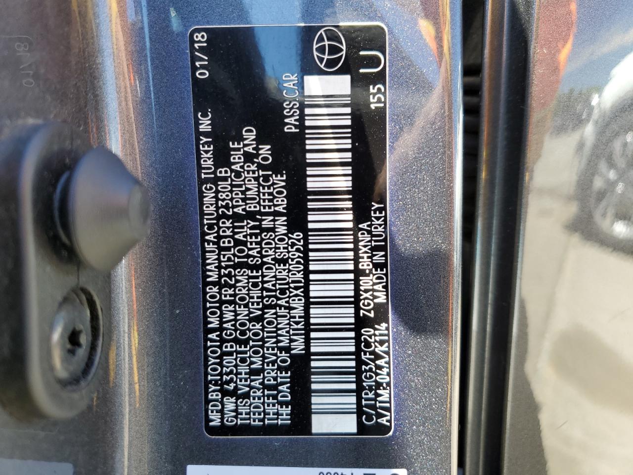 NMTKHMBX1JR059526 2018 Toyota C-Hr Xle