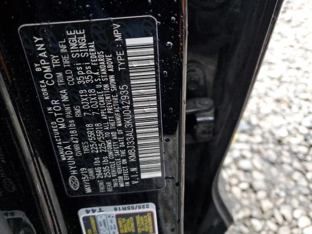 2019 Hyundai Tucson Limited VIN: KM8J33AL3KU042935 Lot: 61719604