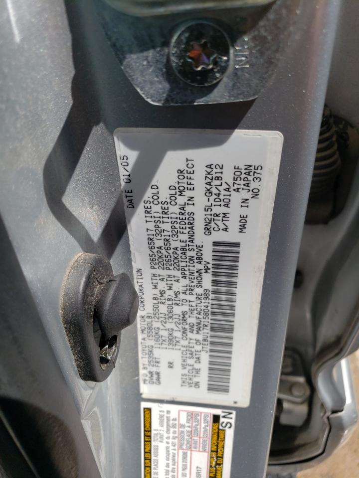 JTEBU17R158041989 2005 Toyota 4Runner Limited