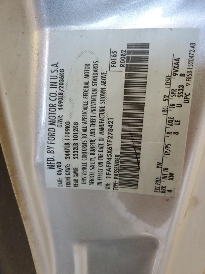 1FAFP45X6YF278421 2000 Ford Mustang Gt