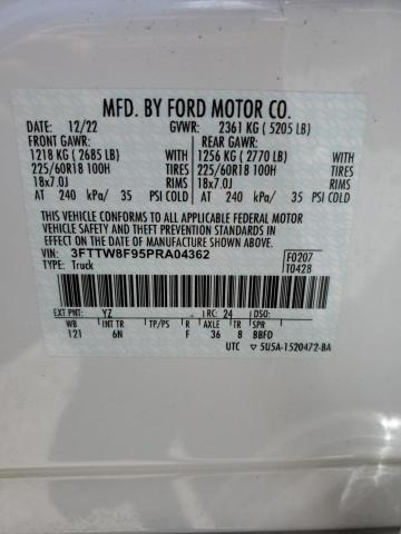 3FTTW8F95PRA04362 2023 Ford Maverick Xl