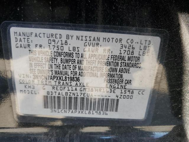 2019 Nissan Versa S VIN: 3N1CN7APXKL819836 Lot: 59486804