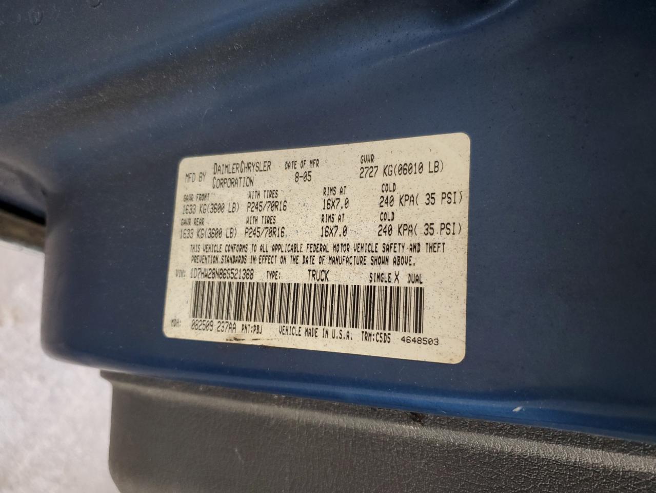 1D7HW28N86S521368 2006 Dodge Dakota Quad