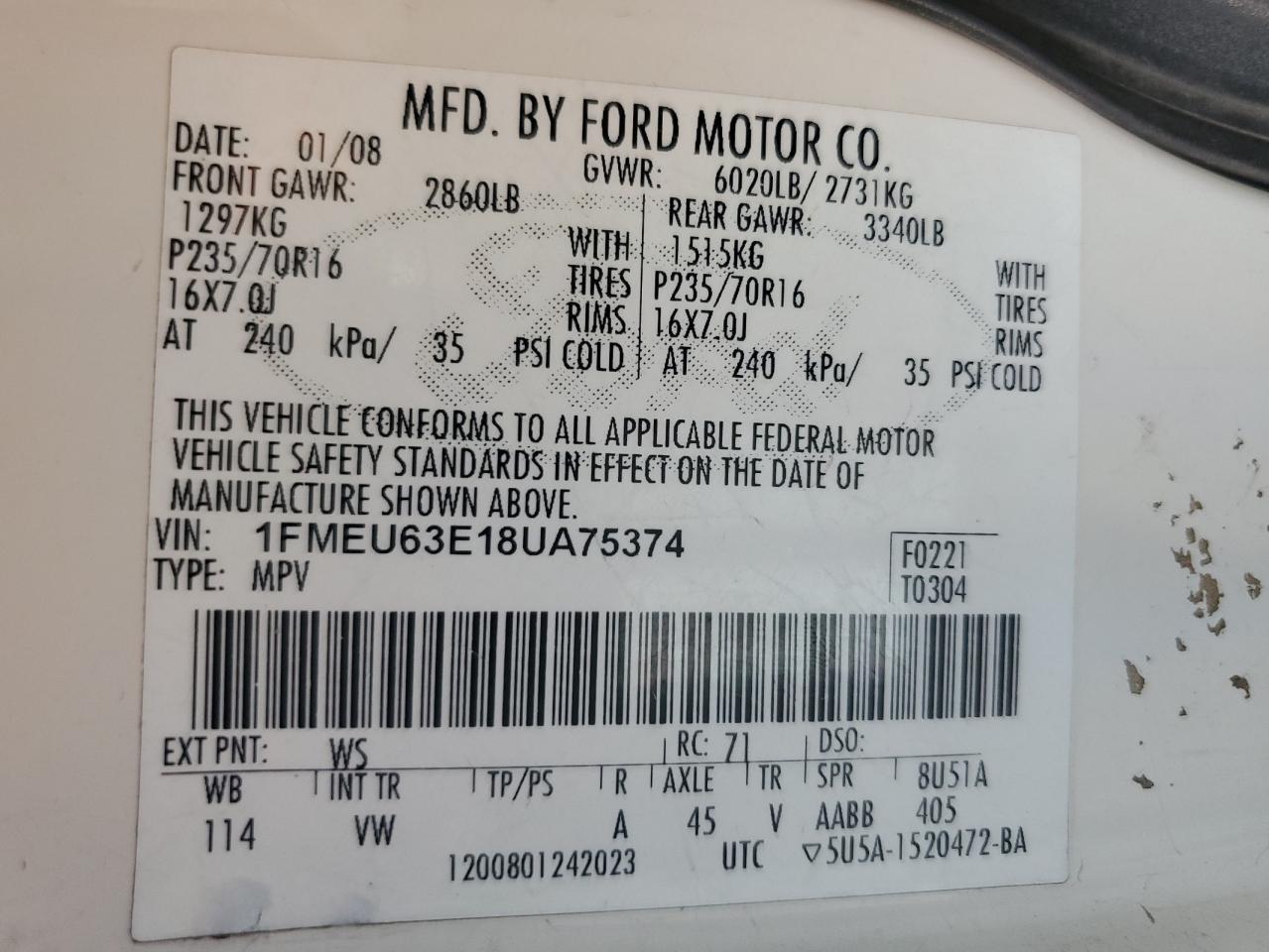 1FMEU63E18UA75374 2008 Ford Explorer Xlt