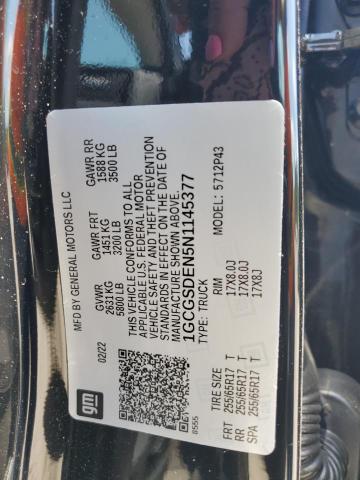 2022 Chevrolet Colorado Z71 VIN: 1GCGSDEN5N1145377 Lot: 61629914