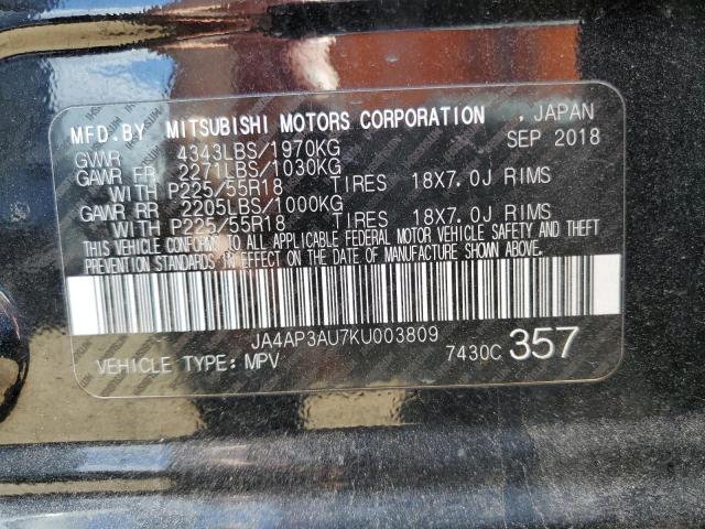 2019 Mitsubishi Outlander Sport Es VIN: JA4AP3AU7KU003809 Lot: 62481834