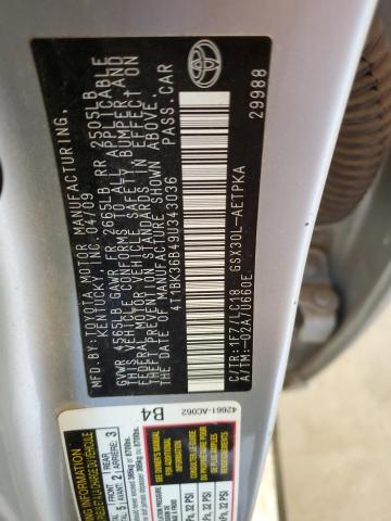 2009 Toyota Avalon Xl VIN: 4T1BK36B49U343036 Lot: 61201324