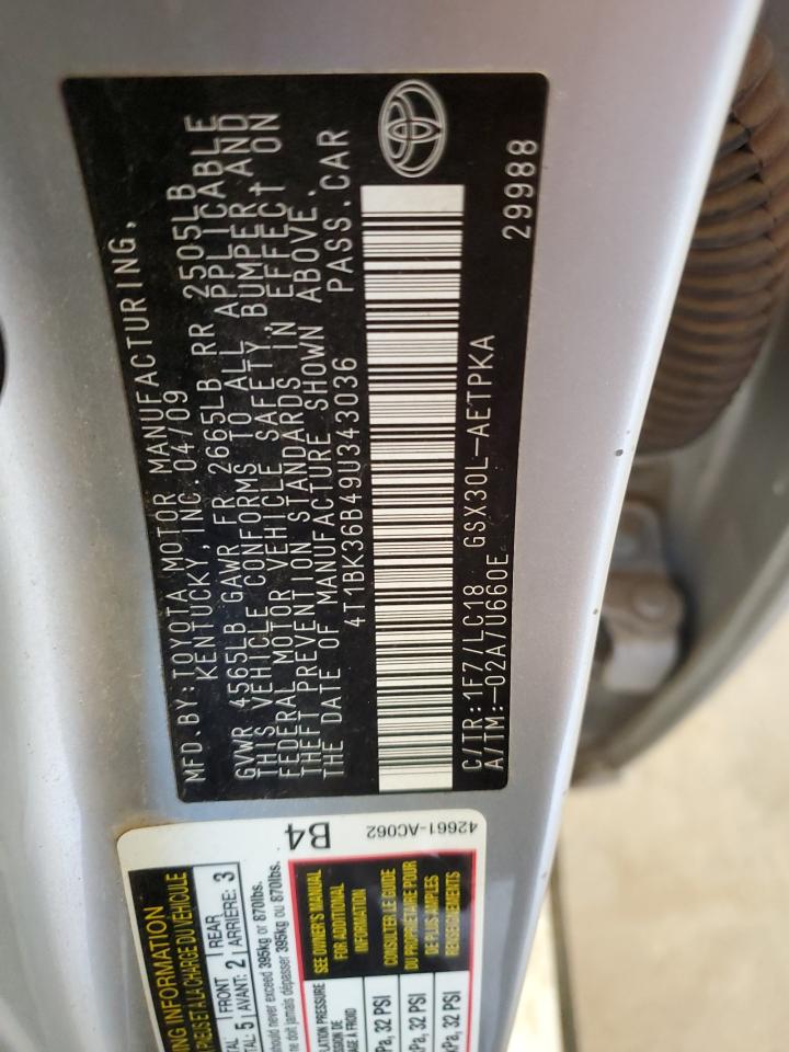 4T1BK36B49U343036 2009 Toyota Avalon Xl