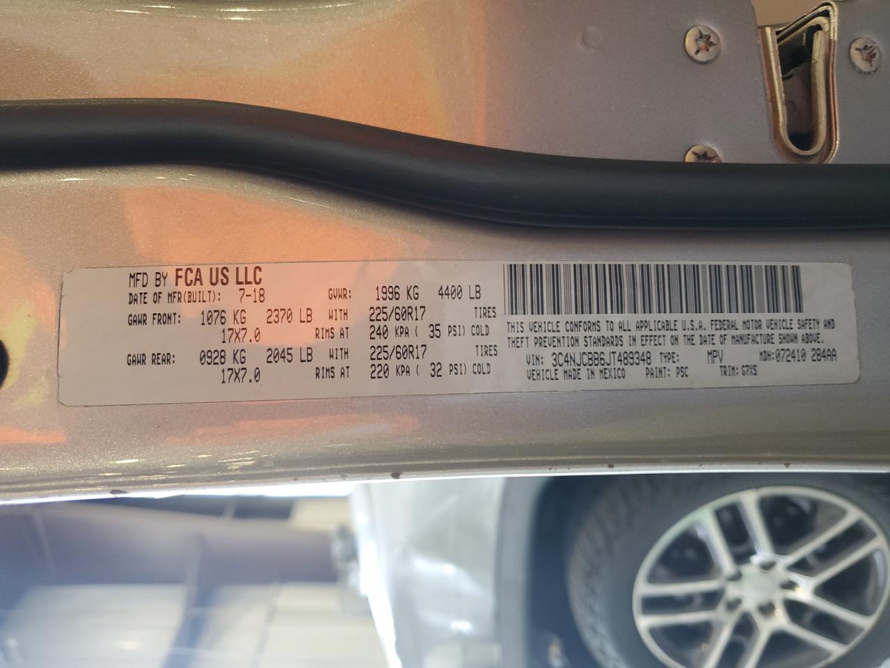 3C4NJCBB6JT489348 2018 Jeep Compass Latitude