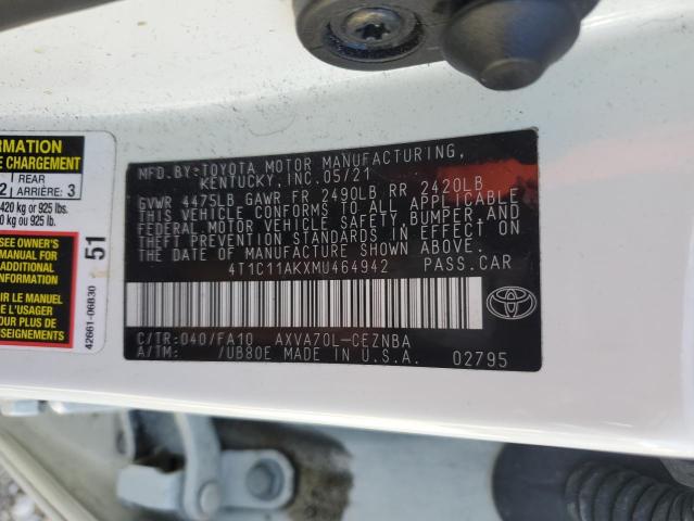 VIN 4T1C11AKXMU464942 2021 Toyota Camry, LE no.12