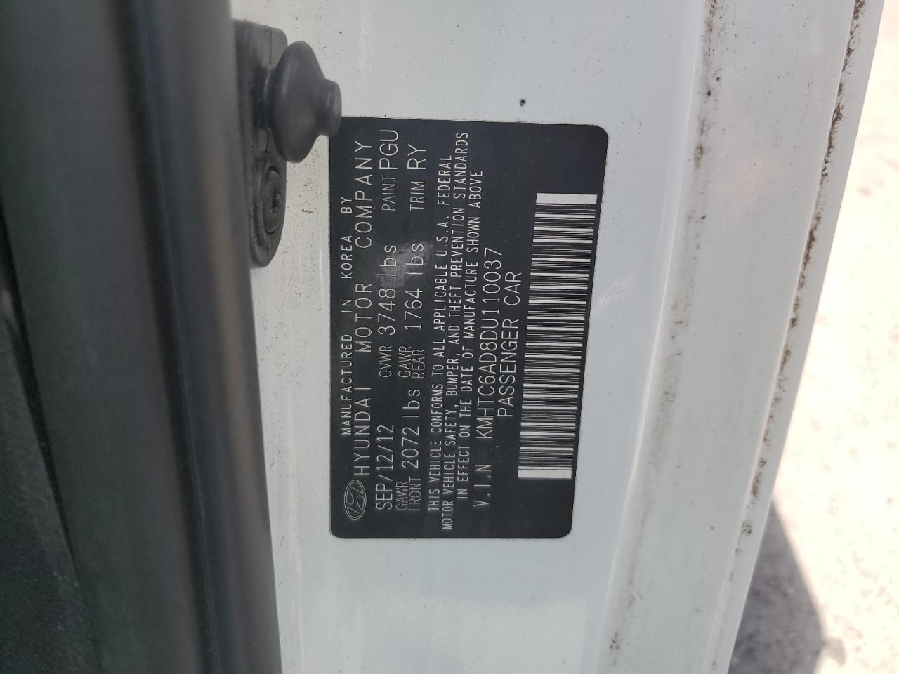 KMHTC6AD8DU110037 2013 Hyundai Veloster