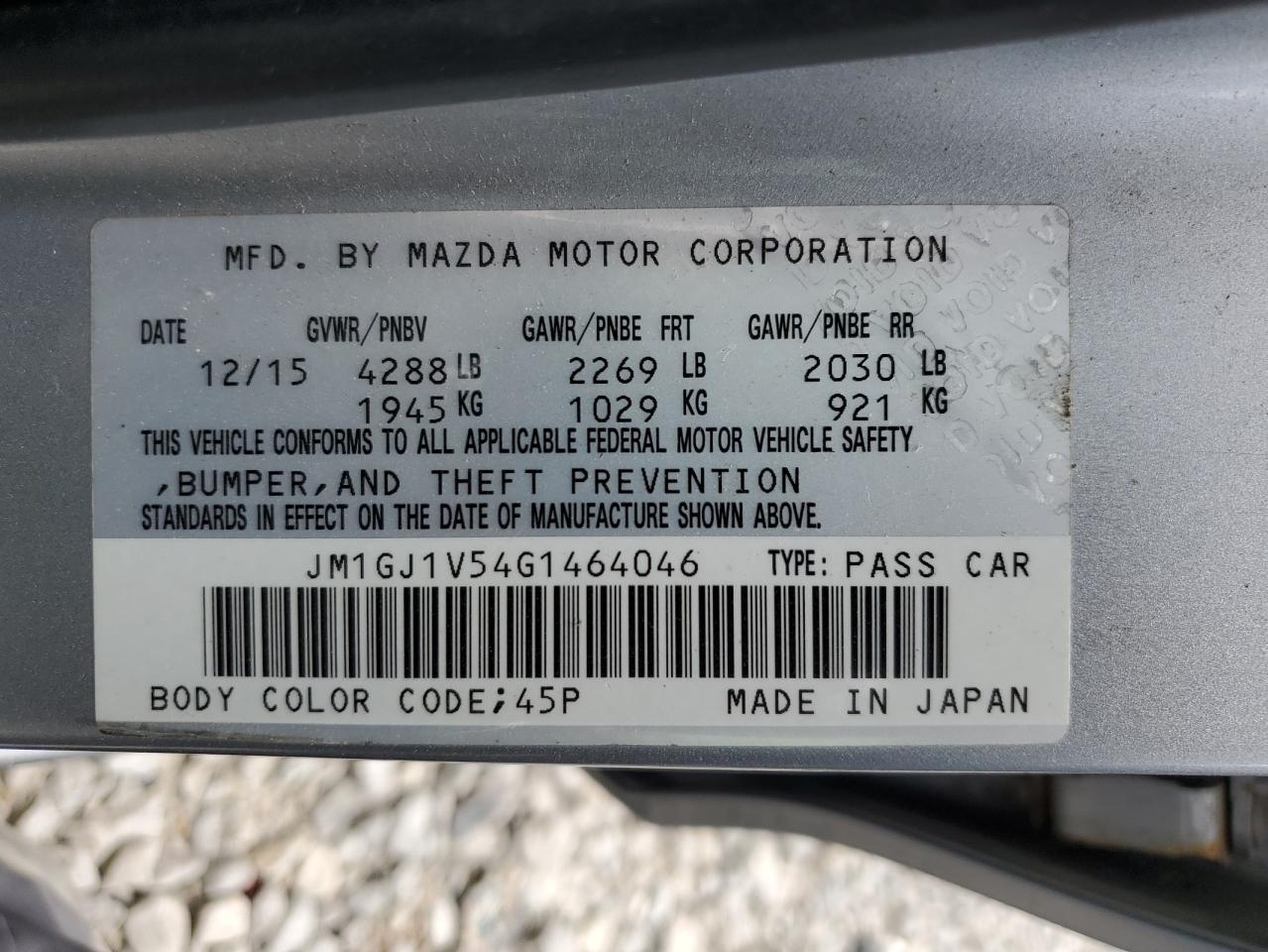 JM1GJ1V54G1464046 2016 Mazda 6 Touring