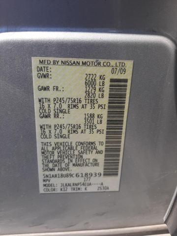2009 Nissan Pathfinder S VIN: 5N1AR18U89C618939 Lot: 60175244