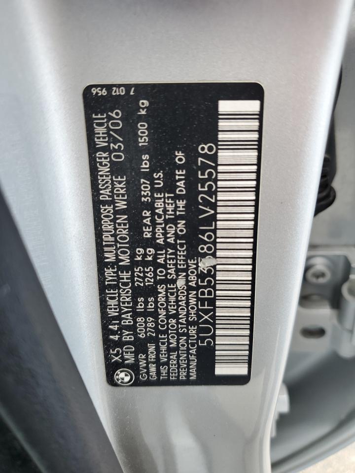 5UXFB53586LV25578 2006 BMW X5 4.4I