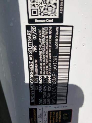 2021 Mercedes-Benz E 450 VIN: W1K1K5JB3MF150138 Lot: 60839804