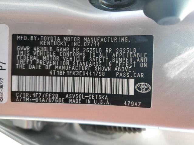 2014 Toyota Camry L VIN: 4T1BF1FK3EU441798 Lot: 62884384