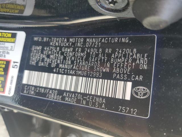 VIN 4T1C11AK1MU612993 2021 Toyota Camry, LE no.12