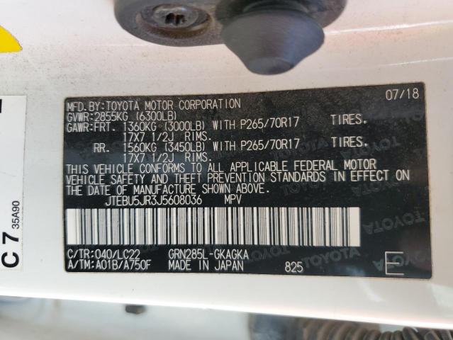 2018 Toyota 4Runner Sr5/Sr5 Premium VIN: JTEBU5JR3J5608036 Lot: 60783694
