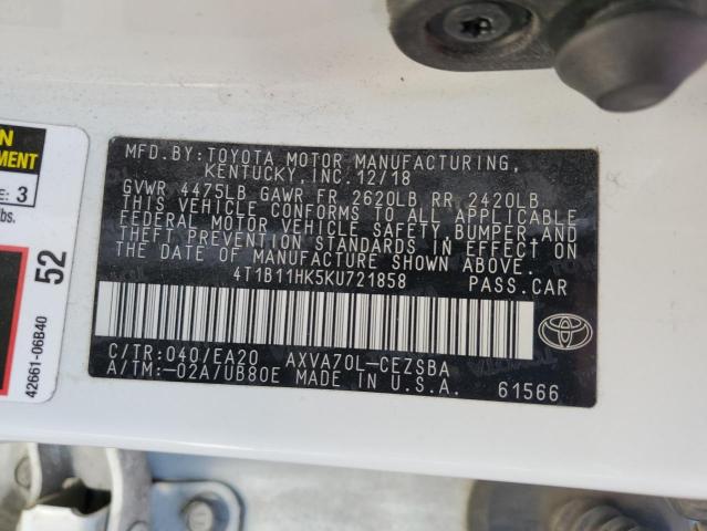 VIN 4T1B11HK5KU721858 2019 Toyota Camry, L no.12