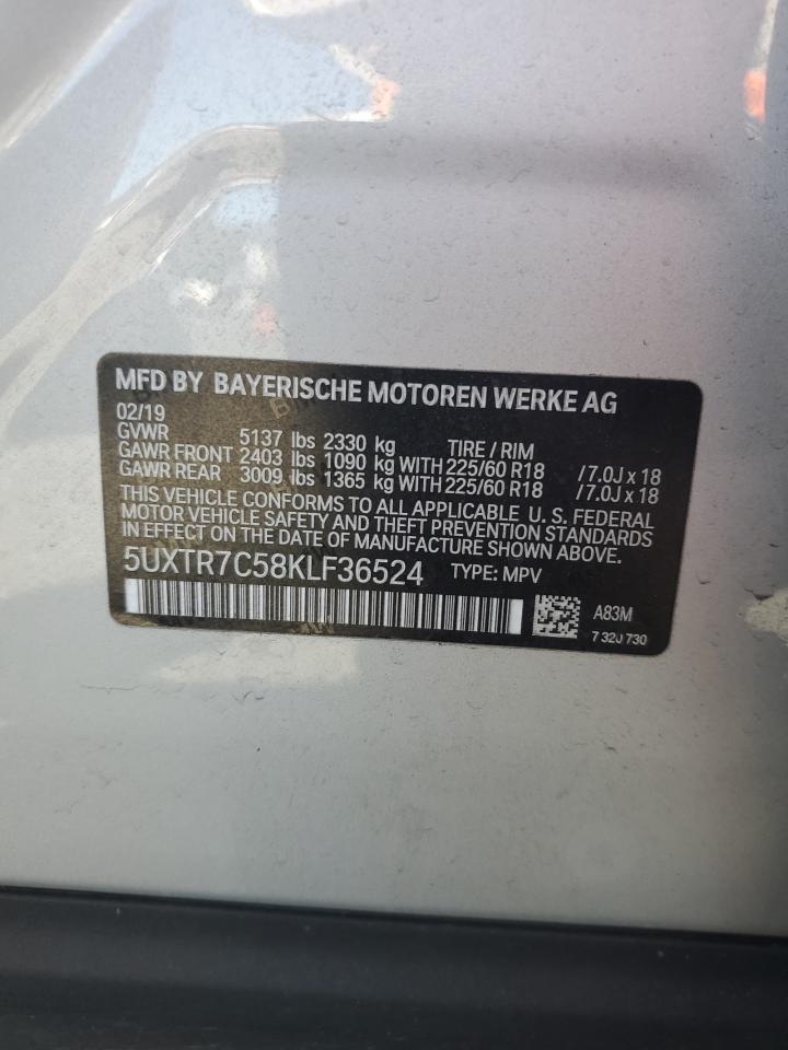 5UXTR7C58KLF36524 2019 BMW X3 Sdrive30I