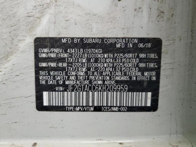 2019 SUBARU CROSSTREK - JF2GTACC6KH209959