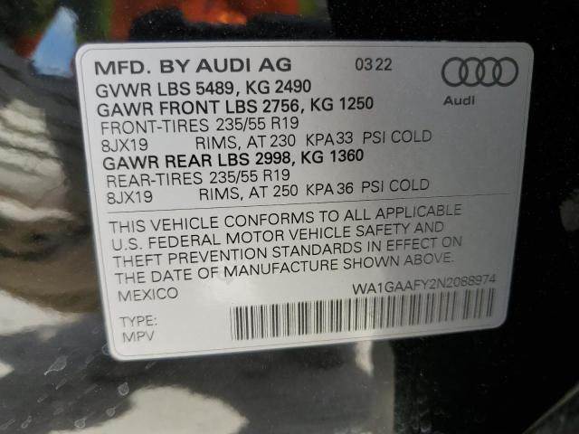 VIN WA1GAAFY2N2088974 2022 Audi Q5, Premium 45 no.13