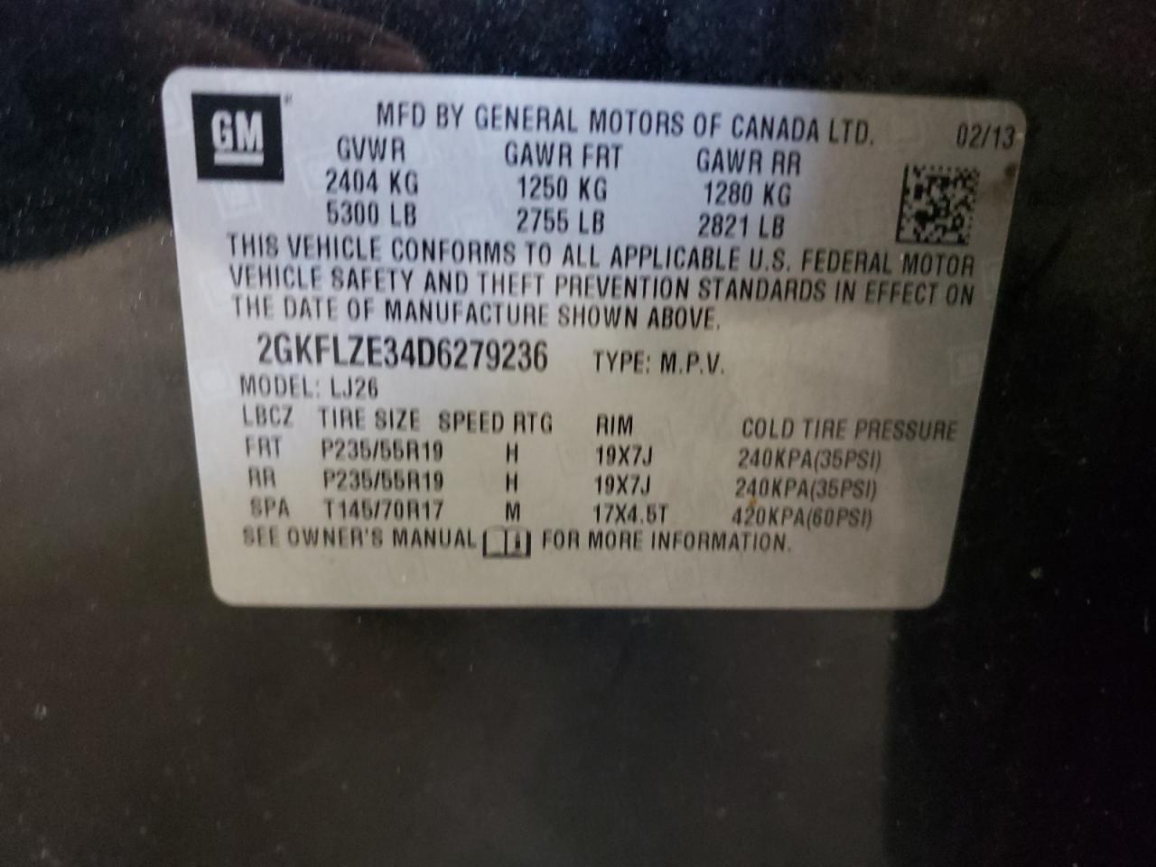 2GKFLZE34D6279236 2013 GMC Terrain Denali