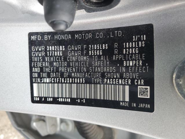 2018 Honda Civic Exl VIN: JHMFC1F76JX010695 Lot: 59902054