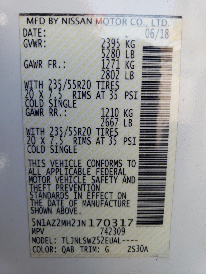 5N1AZ2MH2JN170317 2018 Nissan Murano S