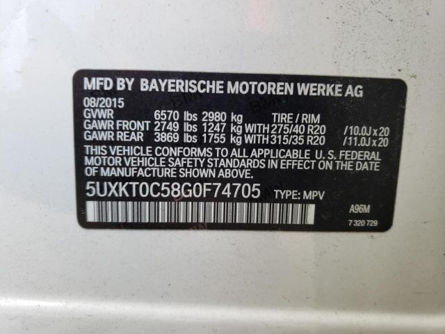 VIN 5UXKT0C58G0F74705 2016 BMW X5, Xdr40E no.13