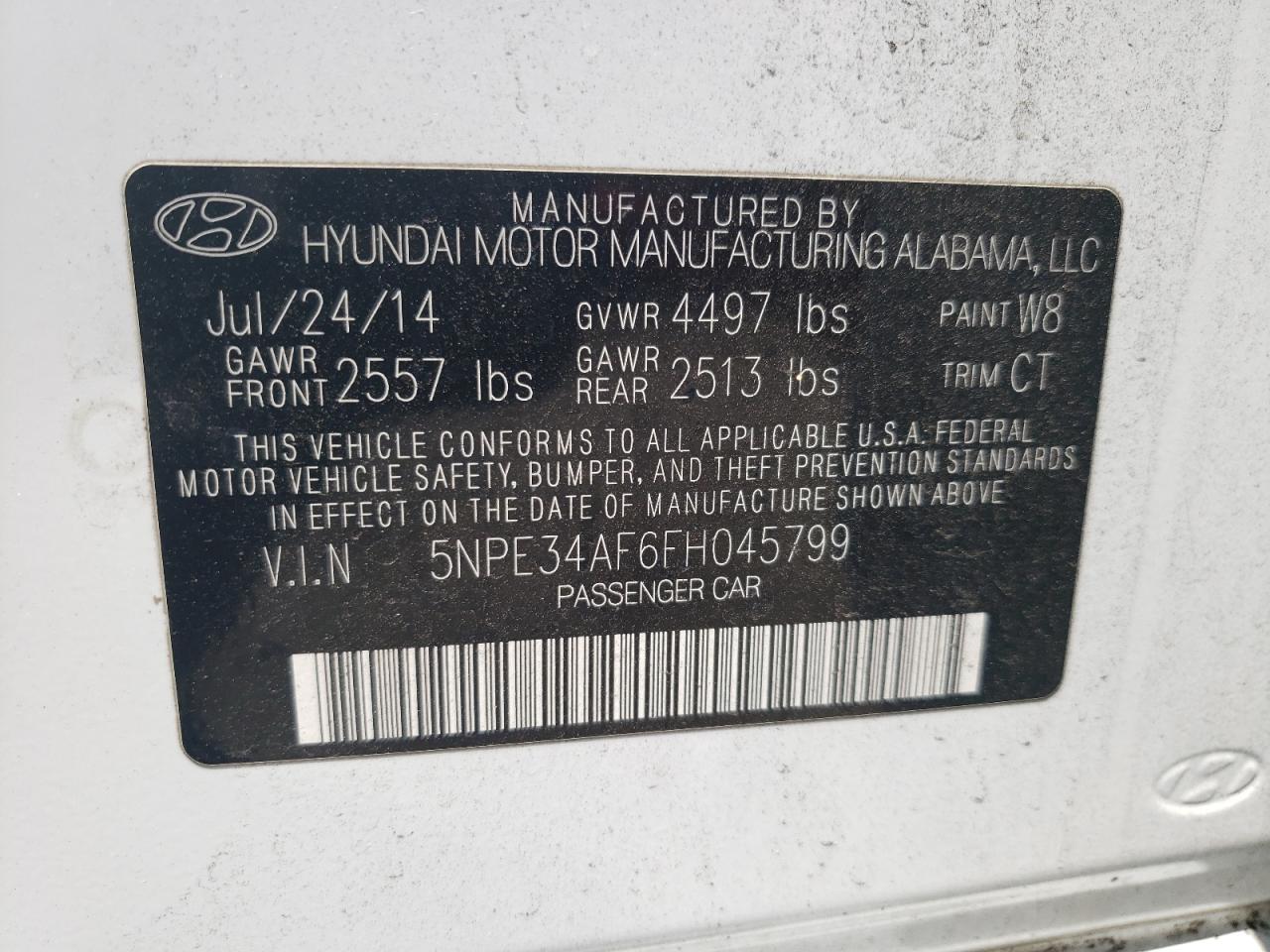 5NPE34AF6FH045799 2015 Hyundai Sonata Sport