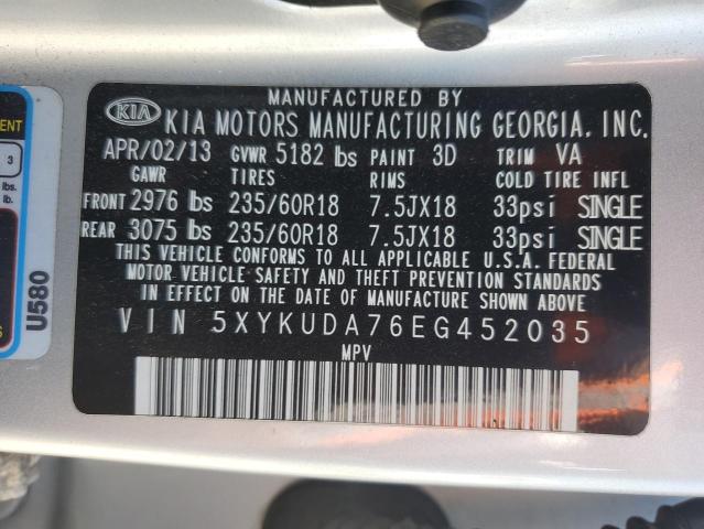 2014 Kia Sorento Ex VIN: 5XYKUDA76EG452035 Lot: 60938574