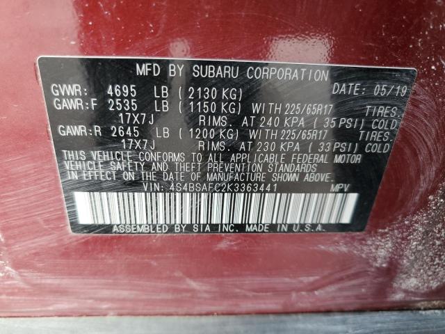 VIN 4S4BSAFC2K3363441 2019 SUBARU OUTBACK no.13