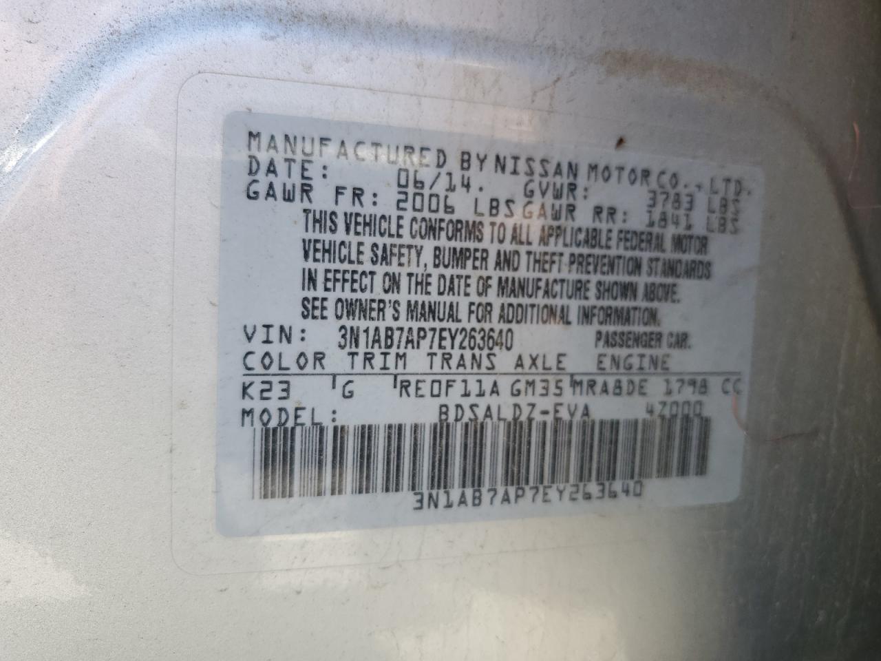 3N1AB7AP7EY263640 2014 Nissan Sentra S