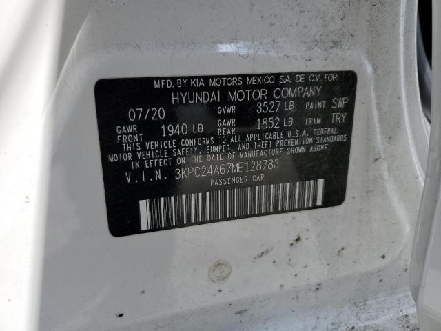 2021 Hyundai Accent Se VIN: 3KPC24A67ME128783 Lot: 61458874