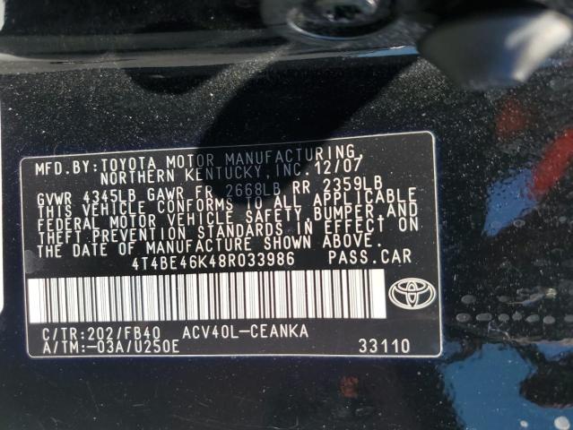 4T4BE46K48R033986 2008 Toyota Camry Ce