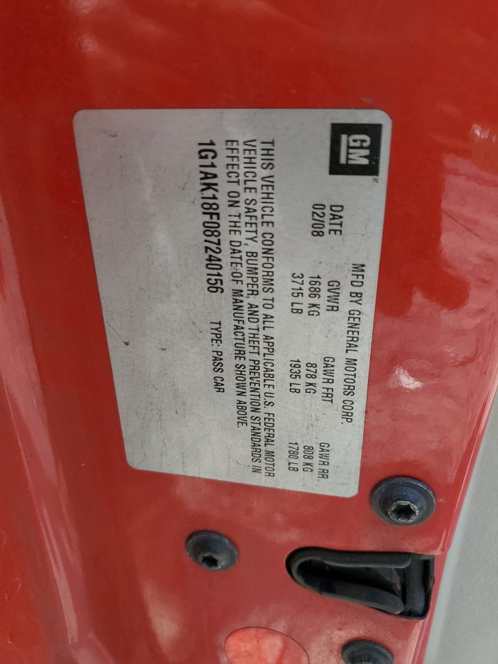 1G1AK18F087240156 2008 Chevrolet Cobalt Ls