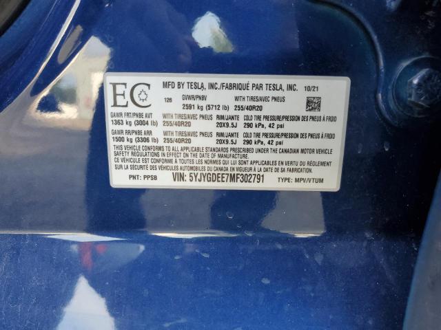 2021 TESLA MODEL Y - 5YJYGDEE7MF302791