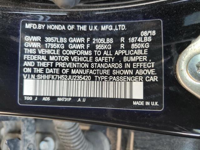 2018 HONDA CIVIC EX - SHHFK7H52JU235420