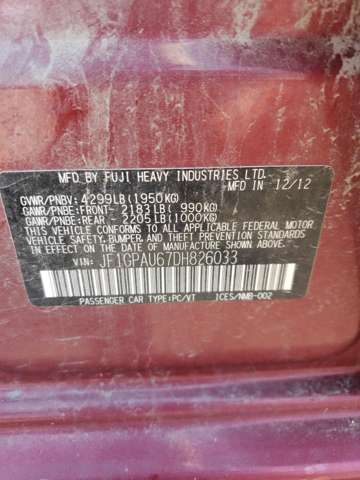 JF1GPAU67DH826033 2013 Subaru Impreza Sport Limited