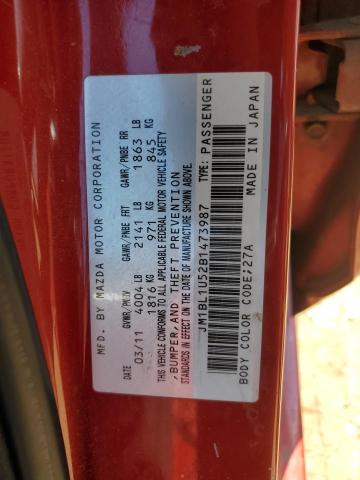 2011 Mazda 3 S VIN: JM1BL1U52B1473987 Lot: 62136984