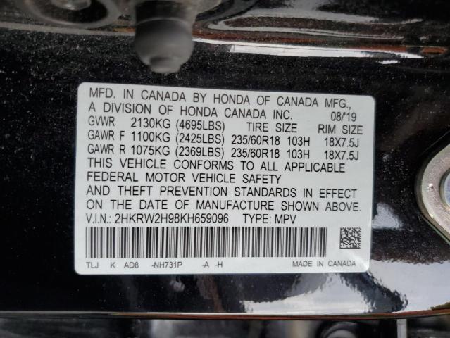 2019 HONDA CR-V TOURI - 2HKRW2H98KH659096