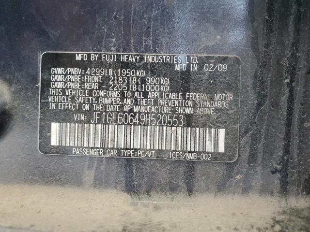 2009 Subaru Impreza 2.5I Premium VIN: JF1GE60649H520553 Lot: 61499644